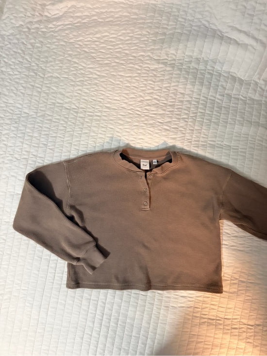 TNA Tops - TNA Women's Long-Sleeve Waffle Henley - Brown